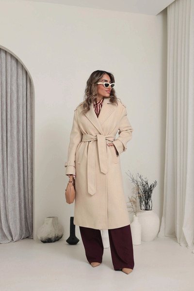 manana fashion Palton cu design special cu centură și epoleți