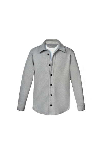 VELNO Gray Shirt with Embroidered Embroidery