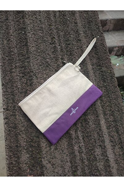 JANJAN Portfolio Bag, Clutch Bag, Strap Handbag and Wallet, Natural Canvas Handbag