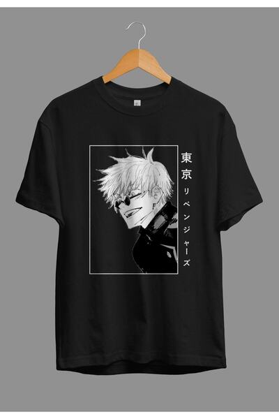 YRN COLLECTION Oversize Jujutsu Kaisen Satoru Gojo (sensei) Anime Karakter Baskılı Tasarım Tişört