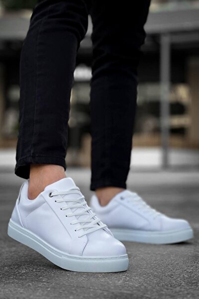 Lucy Shoes Yg-Bx1 Men's Casual Lace-Up Leather Sports Sneaker Shoes Cbt - White