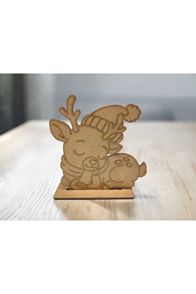 AYIŞIĞI DESİNG 5 Pieces Christmas Ornament Deer Themed, Wooden Painting, Acti...