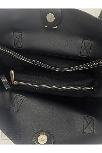DSN Black Faux Leather Retro Large Handbag and Shoulder Bag