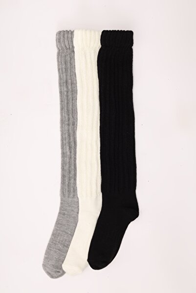 CİHO Чорапи Slouch 3 чифта дамски зимни вълнени дебели меки чорапи до коляното