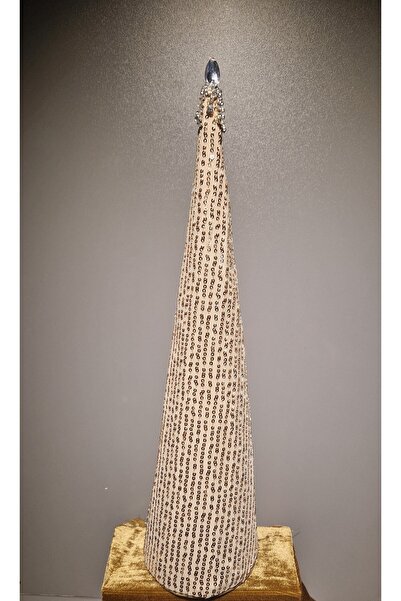 Handmade Decorative conical Christmas tree, special model, cream, decorated with gold sequins and stones, 45X12 cm