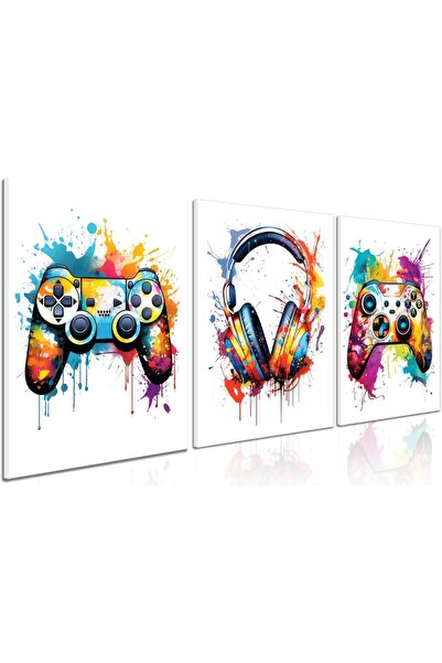 ALAYRA International Gamer Wall Decor Set of 3 – Video Game Controller Canvas...