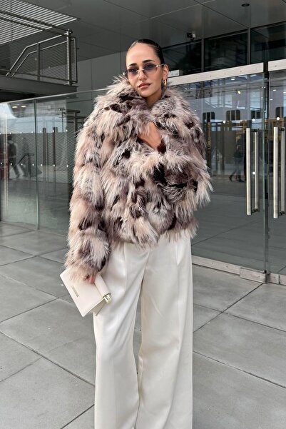 Nazliye Kahve Desenli Premium Kürk