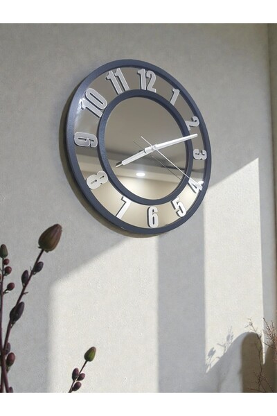 Formiqra Türkçe Rakamlı Gümüş Pleksi Gerçek Bronz Ayna Duvar Saati – Sessiz A...