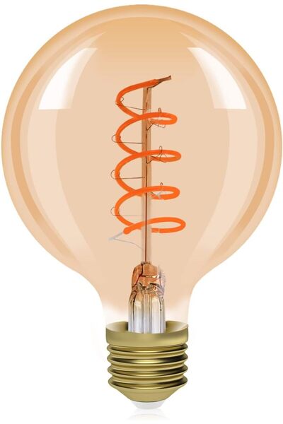 Arabest E27 6W Vintage Edison G125 LED Filament Bulb, Dimmable, 2200K Warm White, Amber Glass