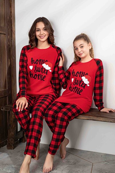 Tarık Mother-Daughter Matching Long Sleeve Plaid Christmas Concept Family Bonding Pajama Set-3254