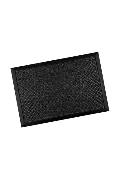 VENITIVO VINDEM CELOR INTELIGENTI VENITIVO® Non-slip Entrance Mat, Lines Pattern, Rectangular, Synthetic, 60×40×0.6 cm, Gray/Black