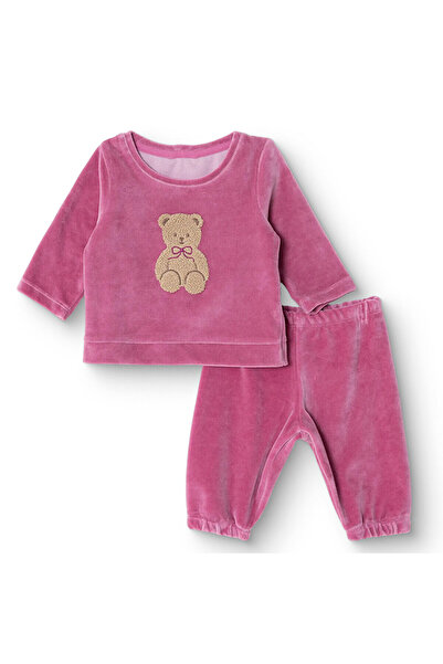 ebebek Hello Baby HelloBaby Kız Bebek Kadife Pijama Takımı Bisiklet Yaka Uzun...