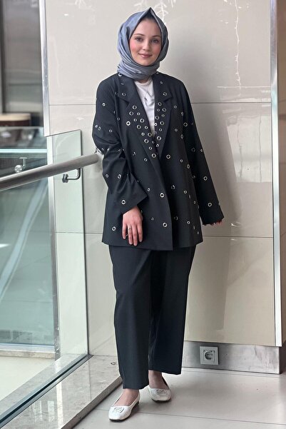 Ghisa Jacket and Pants Set with Bird's Eye Pattern