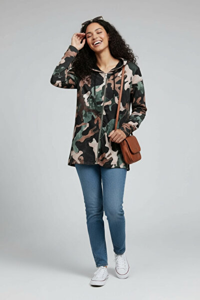 BİLGENS BUTİK Women's Digital Print Camouflage Patterned Interlock Fabric K H...