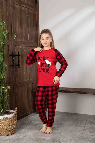 Tarık Mother-Daughter Matching Long Sleeve Plaid Christmas Concept Family Bonding Pajama Set-3254
