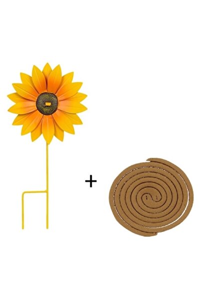 VENITIVO VINDEM CELOR INTELIGENTI Metal Holder for Mosquito Coils with Coils Included, VENITIVO®, Sunflower Model, Yellow, 17 x 34 cm