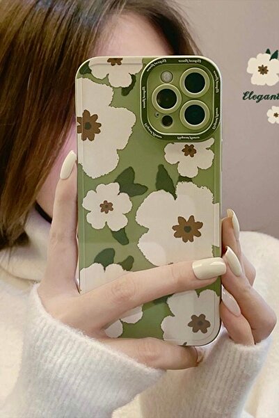 MİRAZ TASARIM حافظة آيفون 16 برو ماكس بتصميم زهور الكاكي