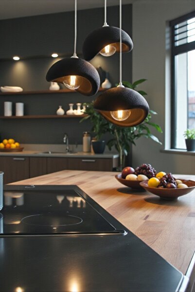 eybuba Modern 3D Baskı Siyah İkili Sarkıt Avize Mutfak Salon Koridor Aydınlatma