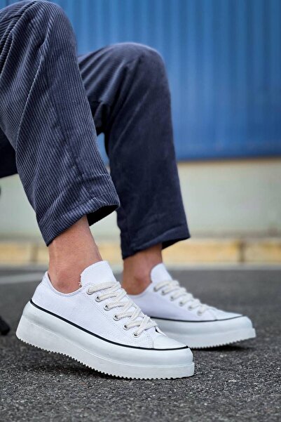 Lucy Shoes Yg-Cx3 Men's Casual Lace-Up Linen Short Sports Sneaker Shoes Kbt - White