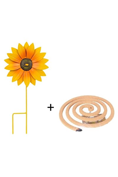 VENITIVO VINDEM CELOR INTELIGENTI Metal Holder for Mosquito Coils with Coils Included, VENITIVO®, Sunflower Model, Yellow, 17 x 34 cm