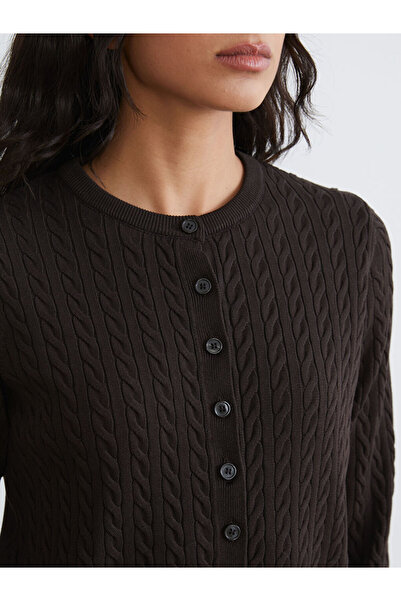 LC Waikiki Timeless Recommendations from Timeless Store | Crew Neck Self-Patterned Women's Knitwear Cardigan