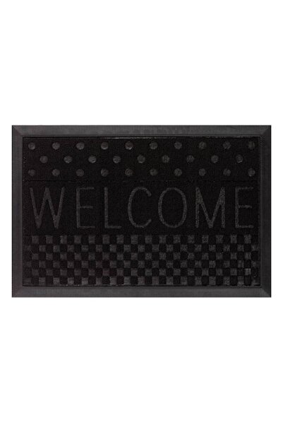 VENITIVO VINDEM CELOR INTELIGENTI VENITIVO Entrance Mat, Non-slip Rectangular, Embossed "Welcome", 60x40x0.5 cm, Black