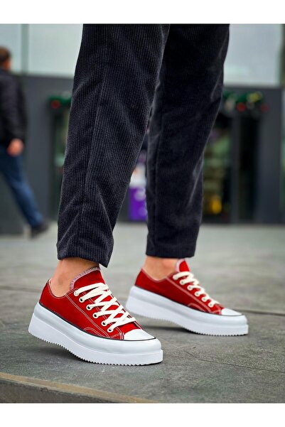 Lucy Shoes Yg-Cx3 Men's Casual Lace-Up Linen Short Sports Sneaker Shoes Kbt - Burgundy