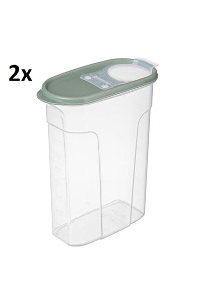 VENITIVO VINDEM CELOR INTELIGENTI Set of 2 Plastic Cereal Storage Containers 2.4 L with Mint Green Lid and Graduations – 18 x 9.5 x