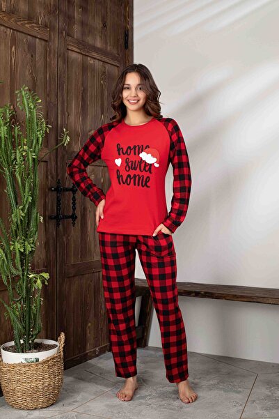 Tarık Mother-Daughter Matching Long Sleeve Plaid Christmas Concept Family Bonding Pajama Set-3254