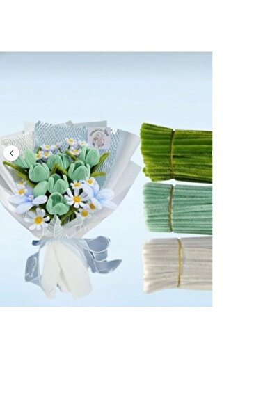 hobi market art 100 ADET ŞÖNİL ,Çiçek Yapımına Uygun Tüylü Tel 30 cm 50 adet ...