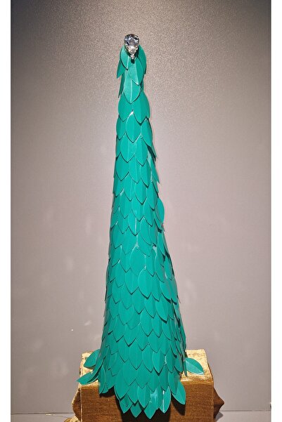 Handmade Decorative conical Christmas tree, special model, green, decorated with green sequins and stones, 45X12 cm