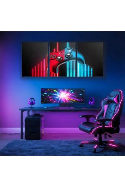 ALAYRA International مجموعة من 3 لوحات فنية جدارية مؤطرة لألعاب الفيديو وكرة ...