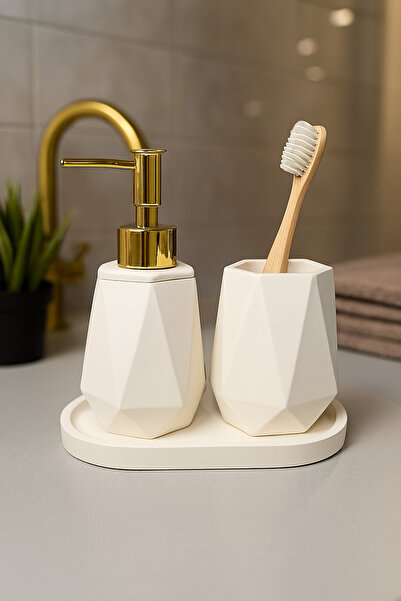 HBNC 2'li Beton Banyo Seti – Sabunluk & Geniş Diş Fırçalık, Modern Tasarım