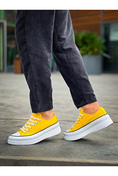 Lucy Shoes Yg-Cx3 Men's Casual Lace-Up Linen Short Sports Sneaker Shoes Kbt - Yellow