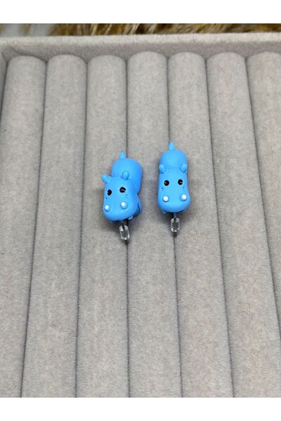 Kaan Accessoire Handmade Blue Hippopotamus Earrings