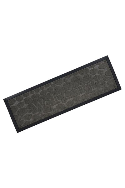 VENITIVO VINDEM CELOR INTELIGENTI VENITIVO® entrance/step doormat, non-slip, rectangular, 'Welcome', 75×25×0.6 cm, gray/black
