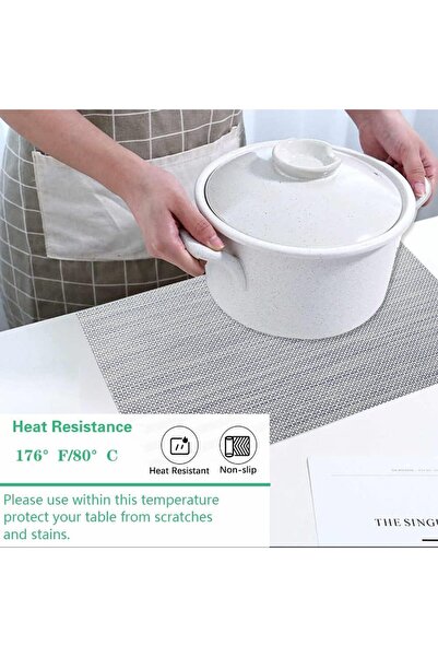 DELPI Anti-slip Plate Placemats, Textile, Heat Resistant, Washable, Set of 8, 30x45 cm, Blue/Gold