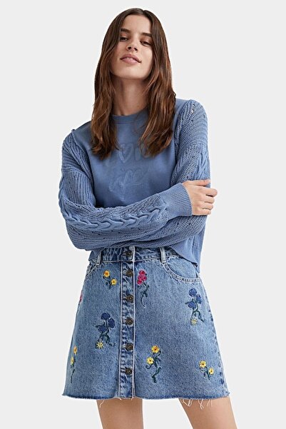 Desigual Fustă de damă din denim Berna albastră, 38 EU - M INTL