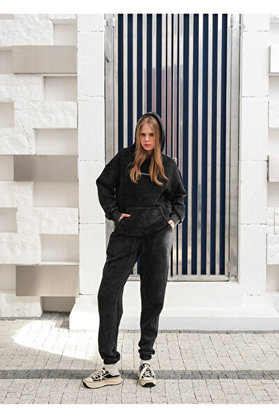 SOLİS MODA Women's Hooded Winter Tracksuit Set 3 Yarn