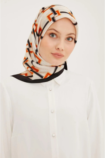 Armine Μαύρο μεταξωτό μαντήλι Tivil με γεωμετρικά σχέδια IST 8940 - 34