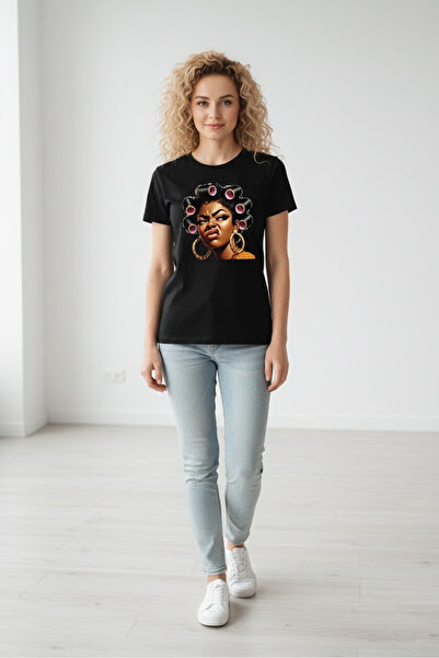 aytok tekstil Printed Snop Women's Unisex Crew Neck Printed T-Shirt Black Tshirt T-Shirt