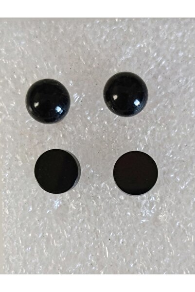 TREND Black Ball Earrings (5 mm - 1 Pair) & Black Flat Cylinder Earrings (6 mm - 1 Pair) - Men's Earring Set