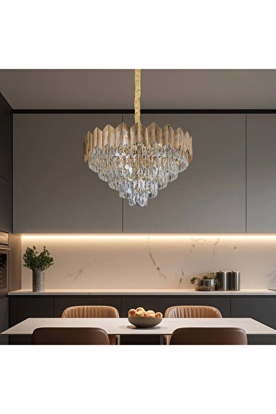 HAMER نجف كريستالي مودرن ذهبي E14*10L قطر 60 سم
