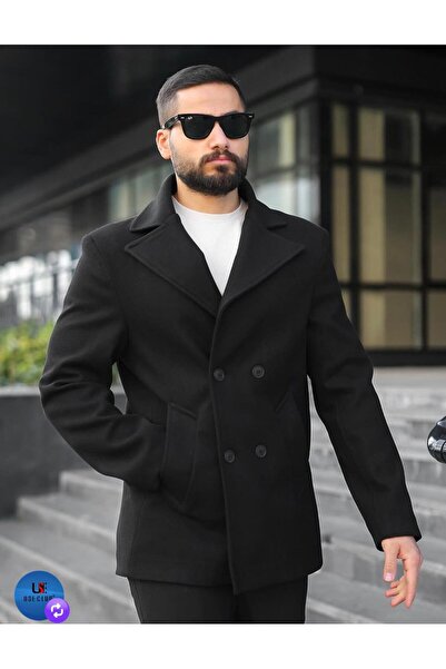 ATKGİYİM Erkek Kruvaze Kaban - Kaşe Kışlık Mont Camel/Gri/Siyah Kruvaze Kaşe ...