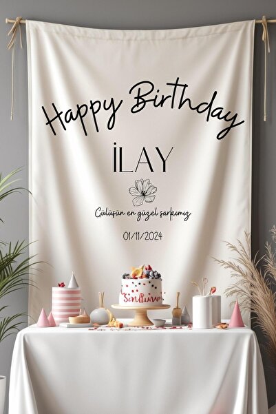 Puppetzzz Kişiye Özel Büyük Ebat İyi Ki Doğdun Doğum Günü Flaması Duvar Örtüs...