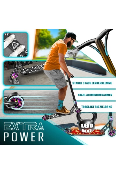 KESSER GT-Limit scooter with 360° steering, for acrobatics, with stand, ABEC 9 bearings, 110 mm PU wheels