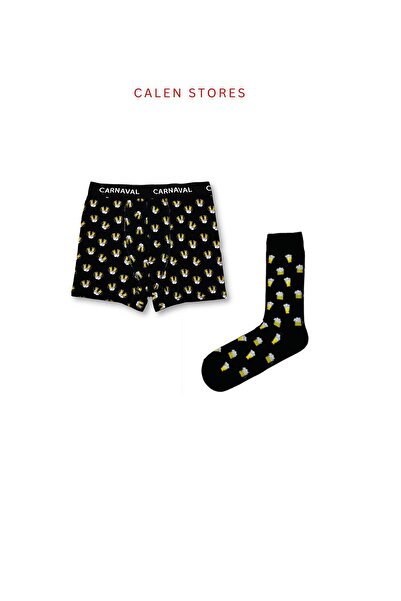 CalenStores Bira Desenli Erkek Boxer Çorap