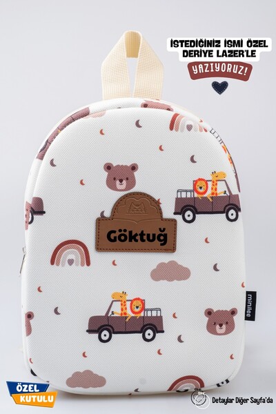 Minilee Safari Macerası – Hayvanlı Araç Desenli Anaokulu Kreş Çocuk Çantası K...