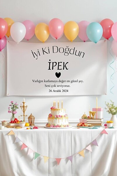 Puppetzzz Kişiye Özel Büyük Ebat İyi Ki Doğdun Doğum Günü Flaması Duvar Örtüs...