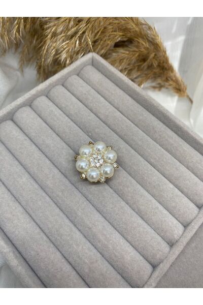 Kaan Accessoire İnci ve Taş Detaylı Şık Düğme Aksesuarı